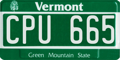 VT license plate CPU665