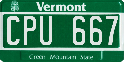 VT license plate CPU667
