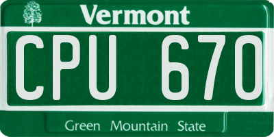 VT license plate CPU670
