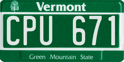 VT license plate CPU671