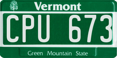 VT license plate CPU673