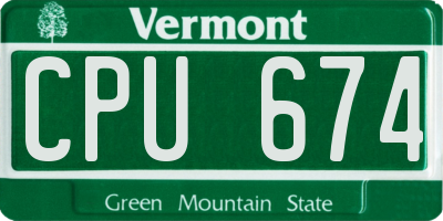 VT license plate CPU674