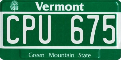 VT license plate CPU675
