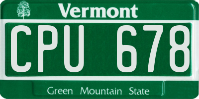 VT license plate CPU678