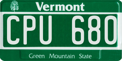 VT license plate CPU680