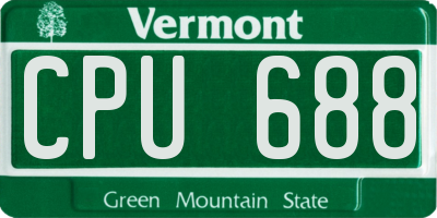 VT license plate CPU688