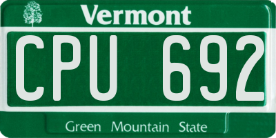 VT license plate CPU692