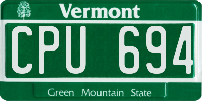 VT license plate CPU694