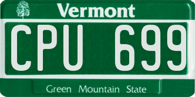 VT license plate CPU699