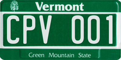 VT license plate CPV001