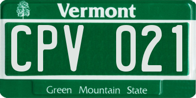 VT license plate CPV021