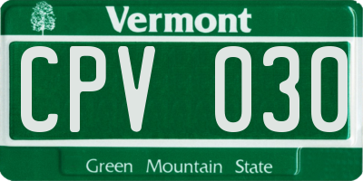 VT license plate CPV030