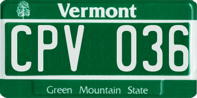 VT license plate CPV036