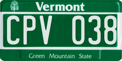 VT license plate CPV038