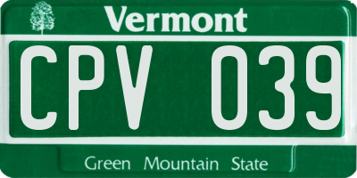 VT license plate CPV039
