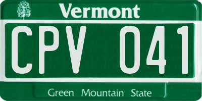 VT license plate CPV041