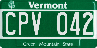 VT license plate CPV042