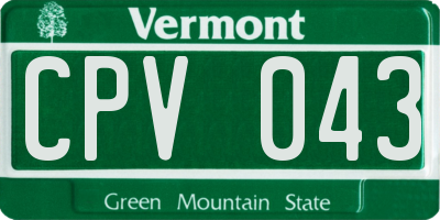 VT license plate CPV043