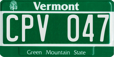 VT license plate CPV047