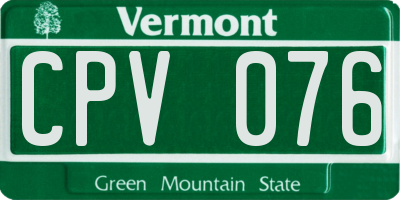 VT license plate CPV076