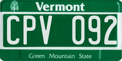 VT license plate CPV092