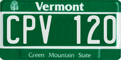 VT license plate CPV120