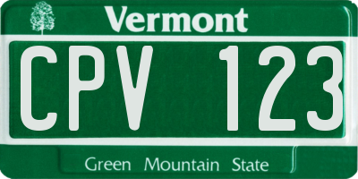 VT license plate CPV123