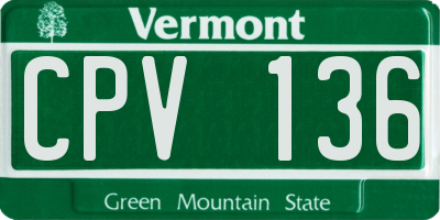 VT license plate CPV136