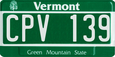 VT license plate CPV139