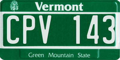 VT license plate CPV143