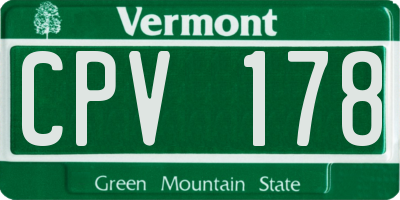 VT license plate CPV178