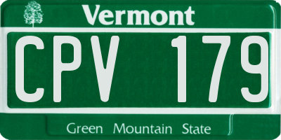 VT license plate CPV179