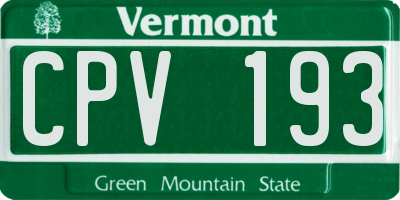 VT license plate CPV193