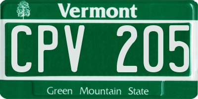 VT license plate CPV205