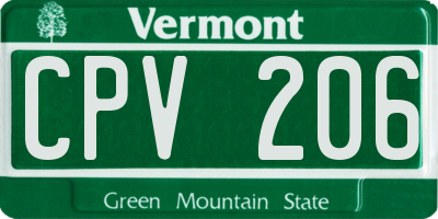 VT license plate CPV206