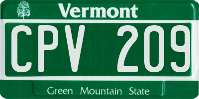 VT license plate CPV209