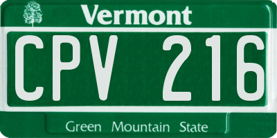 VT license plate CPV216