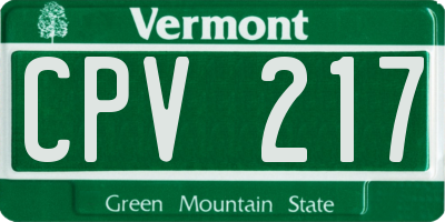 VT license plate CPV217