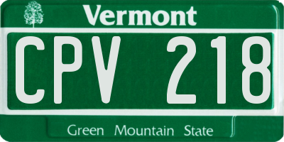 VT license plate CPV218