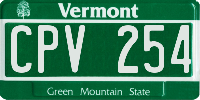 VT license plate CPV254
