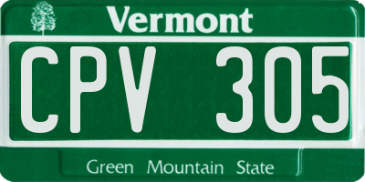 VT license plate CPV305
