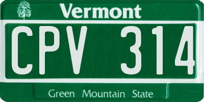 VT license plate CPV314