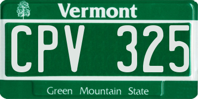 VT license plate CPV325
