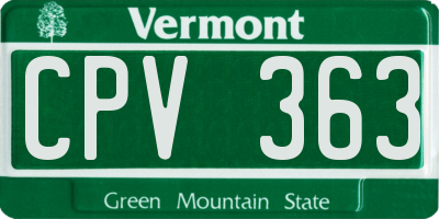 VT license plate CPV363