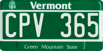 VT license plate CPV365