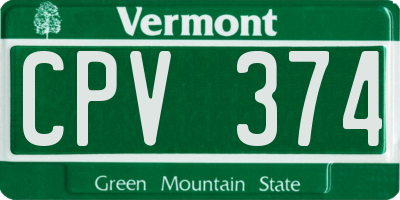 VT license plate CPV374