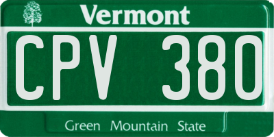 VT license plate CPV380