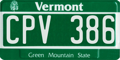 VT license plate CPV386