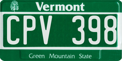 VT license plate CPV398