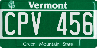 VT license plate CPV456